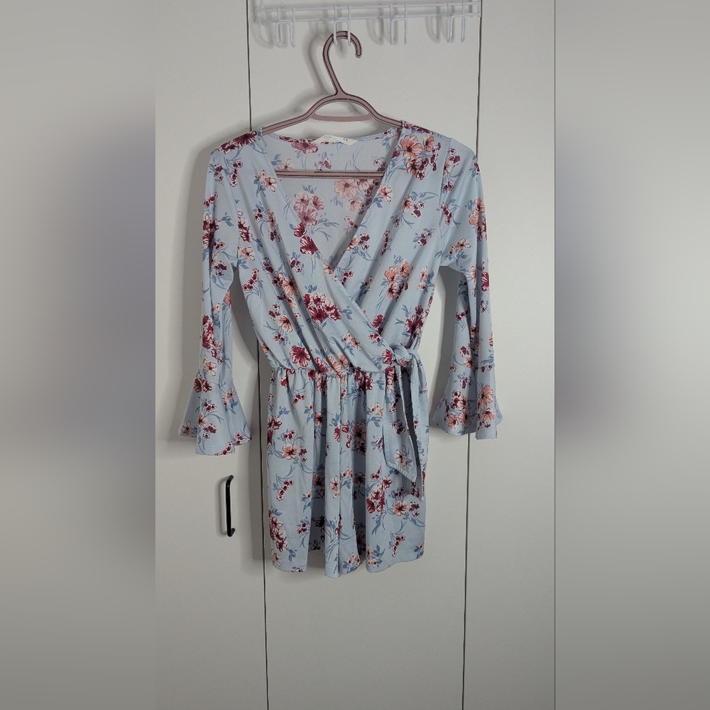 BlueNotes Blue Red Rose Floral Print Romper Playsuit Summer Size S